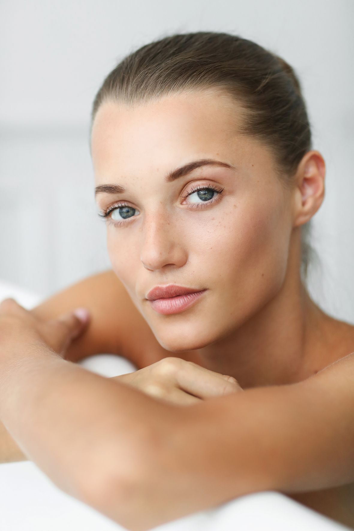 Spa and beauty. Beautiful woman in a bathroom